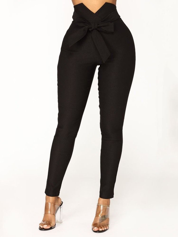 Calça Casual Feminina Com Zíper Plain Skinny Completo