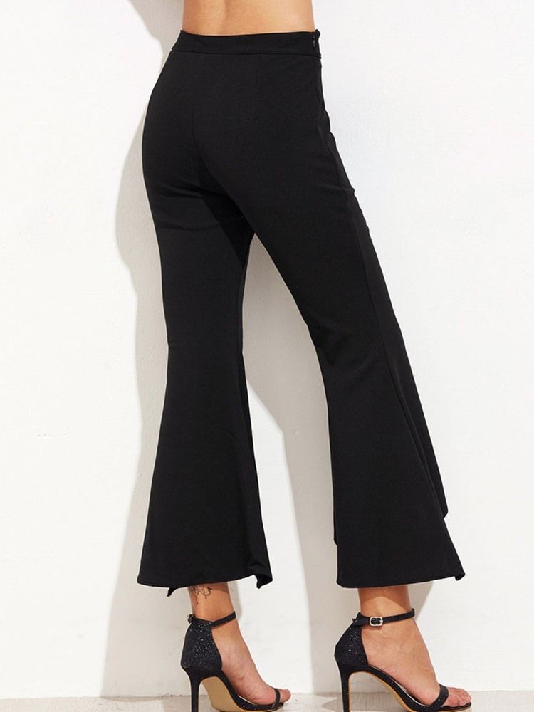 Calça Casual Feminina Com Zíper Solto E Aberto Até O Tornozelo