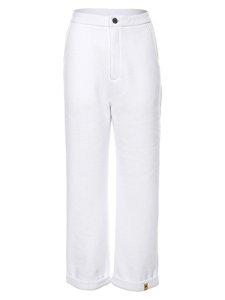 Calça Casual Feminina Liso Solto Cintura Alta Comprimento Total