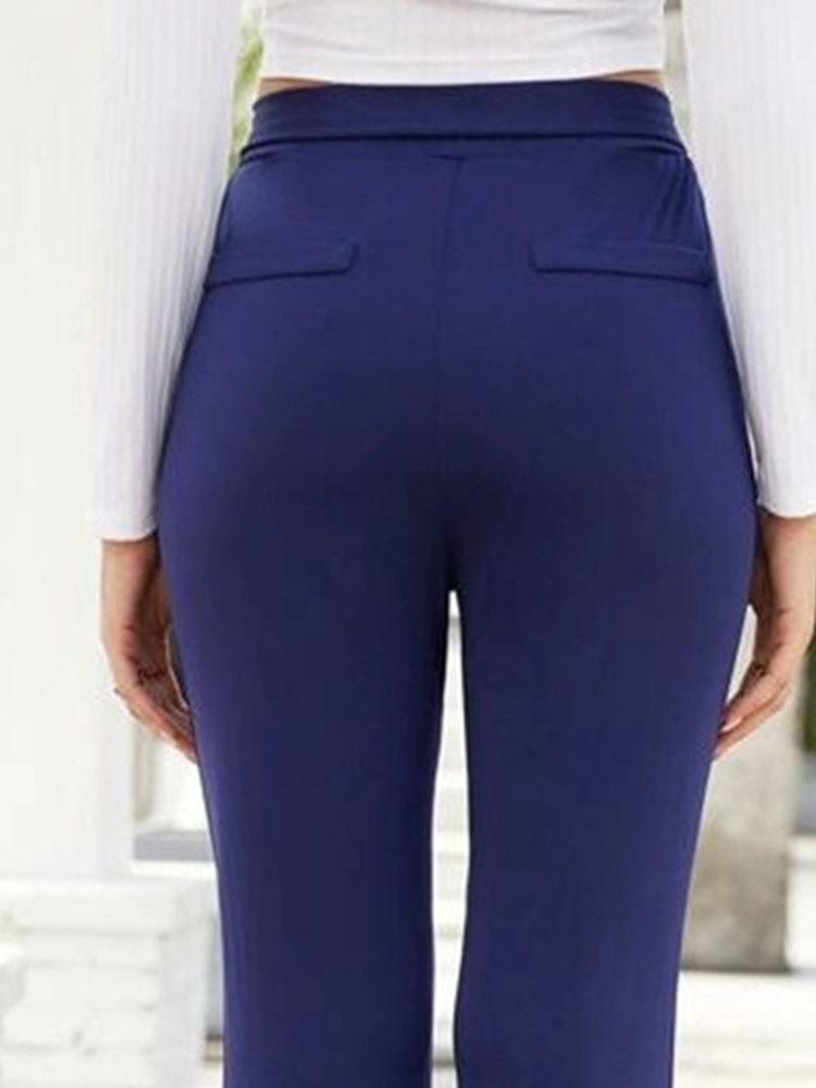 Calça Casual Feminina Magra Liso Cintura Alta E Comprimento Total