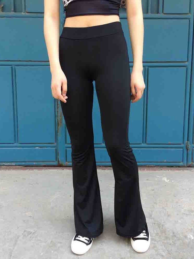 Calça Casual Feminina Magra Liso Comprimento Total Bellbottoms