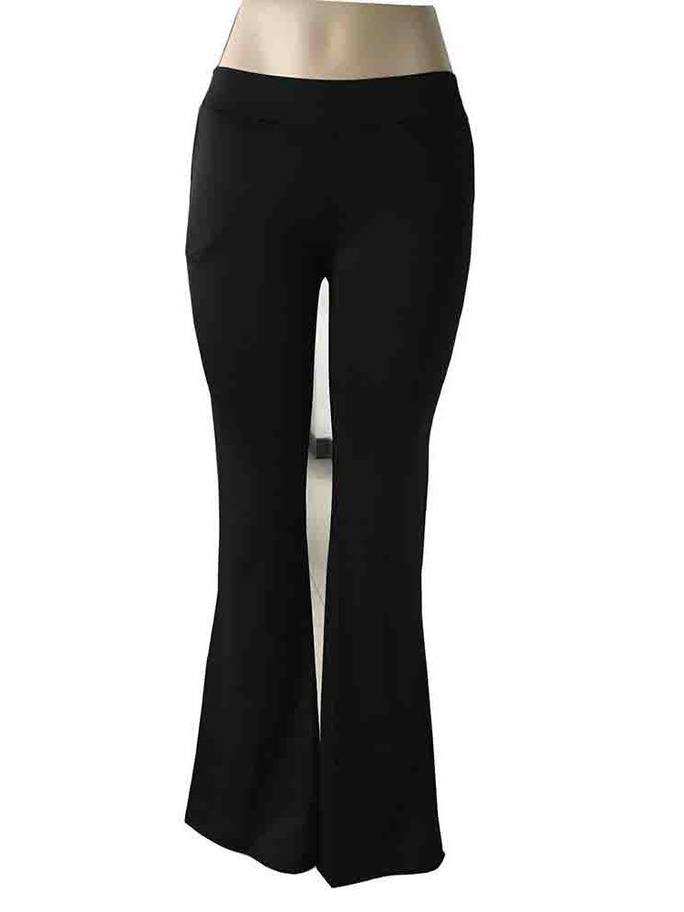 Calça Casual Feminina Magra Liso Comprimento Total Bellbottoms