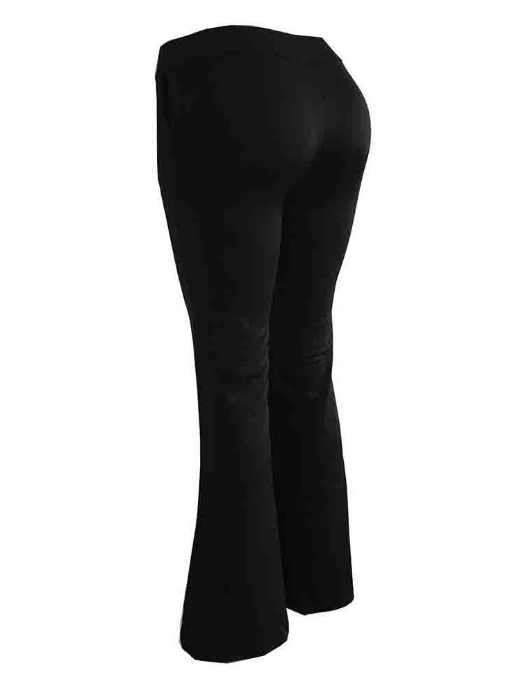 Calça Casual Feminina Magra Liso Comprimento Total Bellbottoms