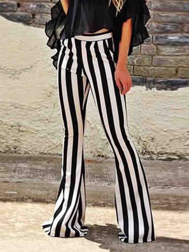 Calça Casual Feminina Magra Liso Comprimento Total Bellbottoms