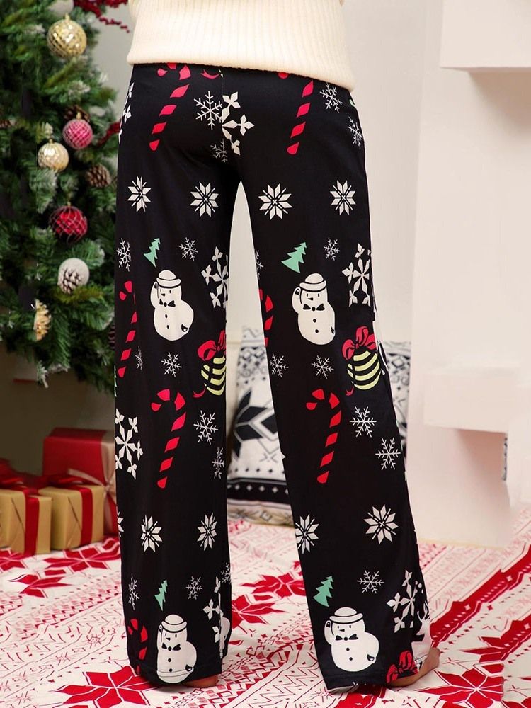 Calça Casual Feminina De Natal Solta Comprimento Completo