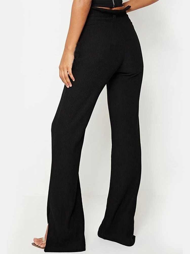 Calça Casual Feminina Simples Renda Slim Comprimento Completo Cintura Alta