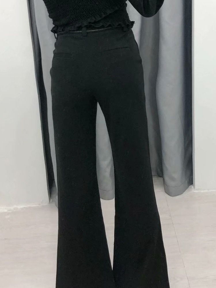 Calça Casual Feminina Slim Bellbottoms De Cintura Alta