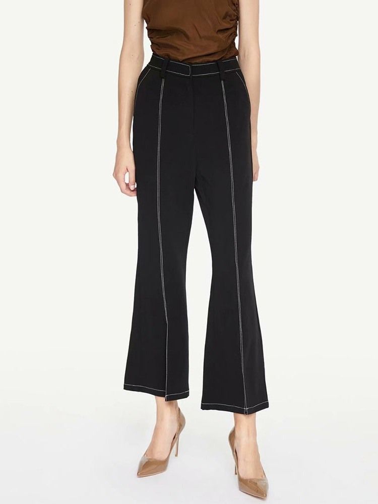 Calça Casual Feminina Slim Bellbottoms De Cintura Alta