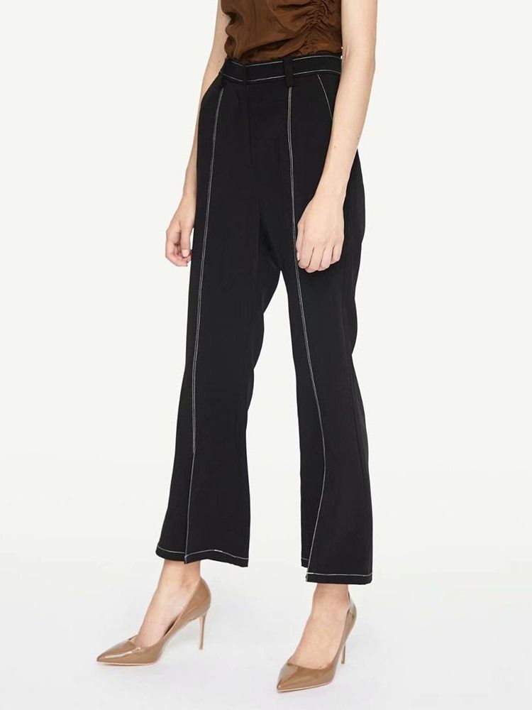 Calça Casual Feminina Slim Bellbottoms De Cintura Alta