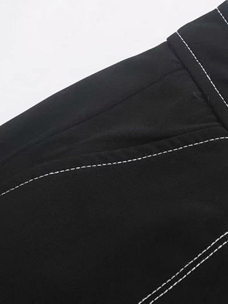 Calça Casual Feminina Slim Bellbottoms De Cintura Alta