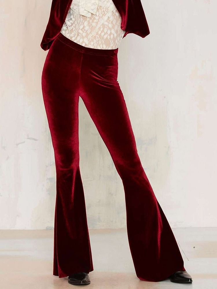 Calça Casual Feminina Slim Bellbottoms De Cintura Alta