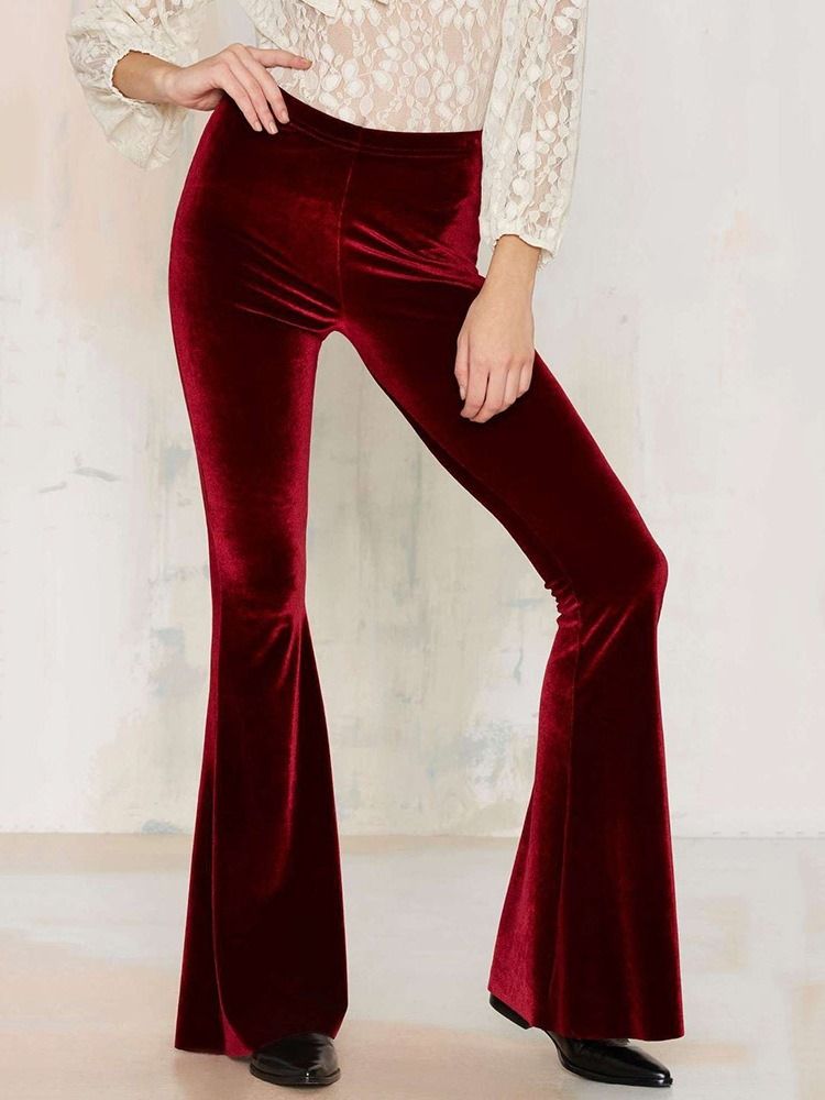 Calça Casual Feminina Slim Bellbottoms De Cintura Alta