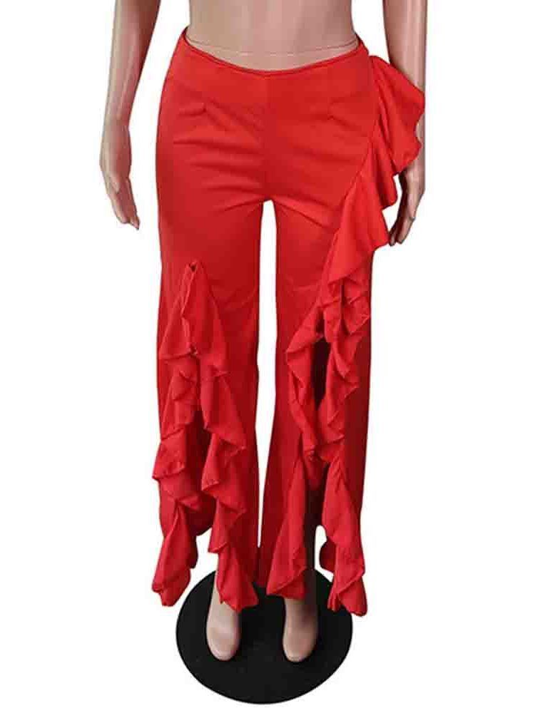 Calça Casual Feminina Solta Liso Comprimento Total Pernas Largas Moda