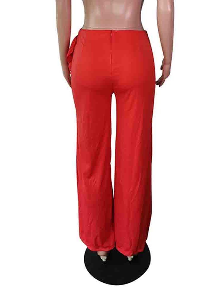 Calça Casual Feminina Solta Liso Comprimento Total Pernas Largas Moda