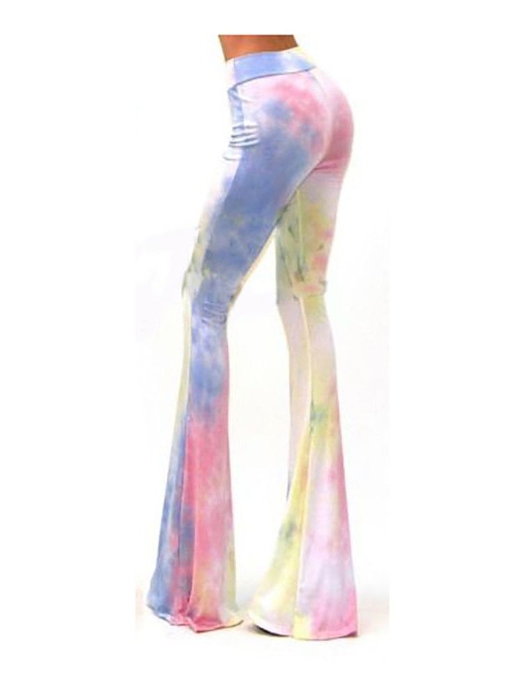 Calça Casual Flare Com Bloco De Cores Slim Feminino