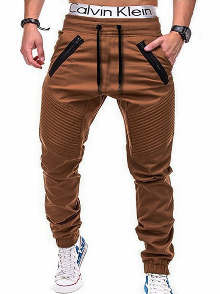 Calça Casual Lisa Reta Fina De Renda Masculina Oliva Casual