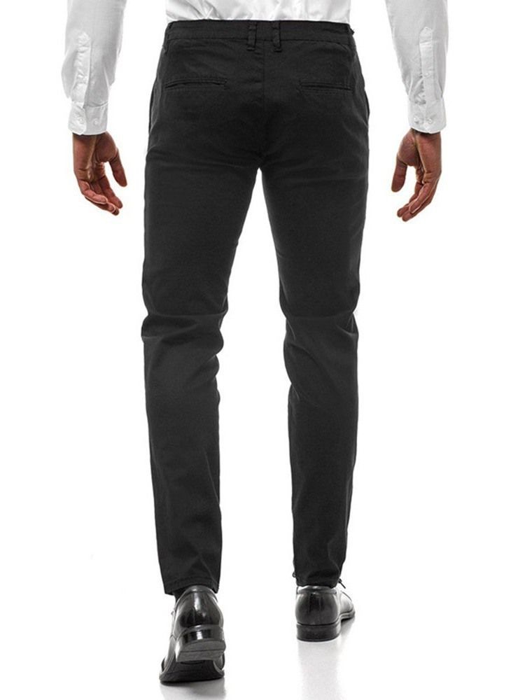 Calça Casual Masculina De Cintura Média Com Botão