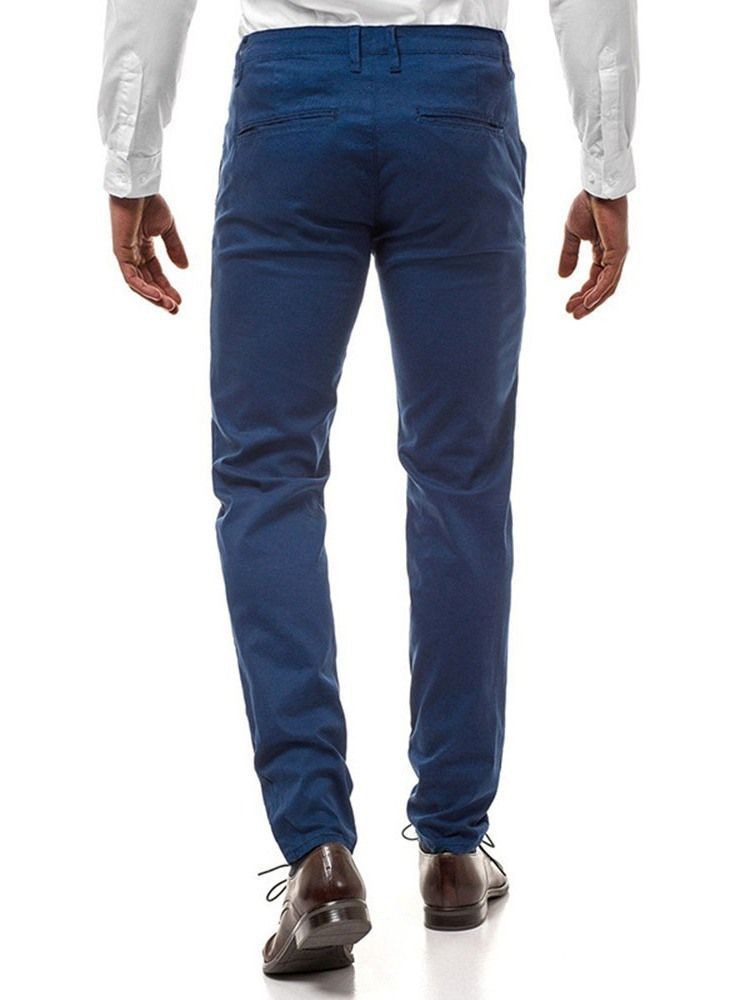 Calça Casual Masculina De Cintura Média Com Botão