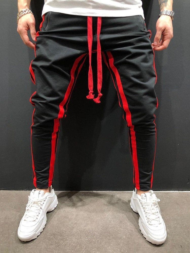 Calça Casual Masculina Com Cadarço Na Cintura