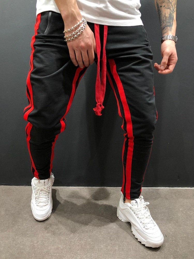 Calça Casual Masculina Com Cadarço Na Cintura