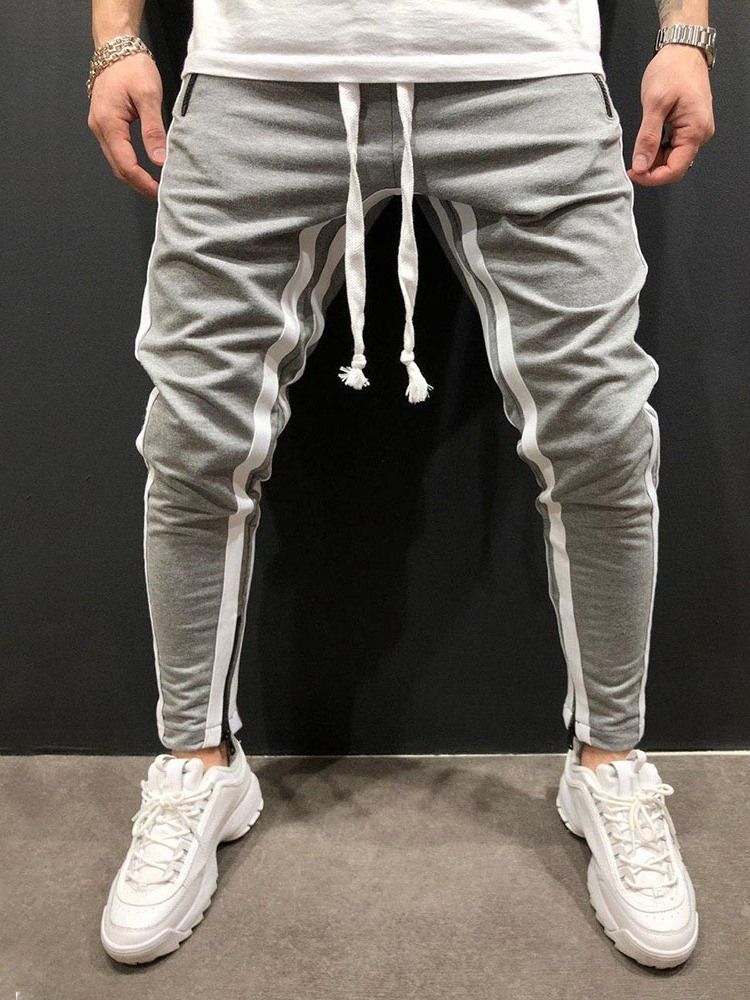 Calça Casual Masculina Com Cadarço Na Cintura