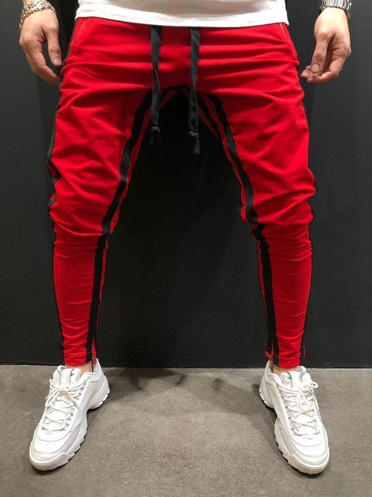 Calça Casual Masculina Com Cadarço Na Cintura