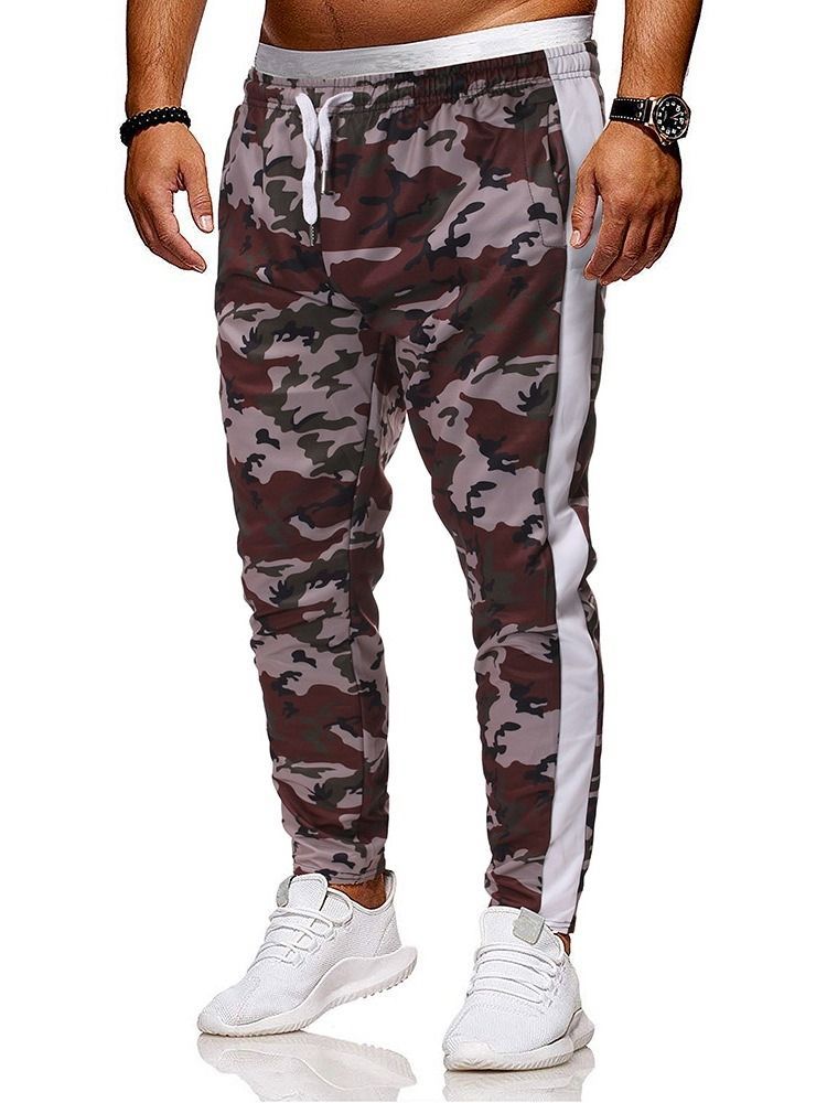 Calça Casual Masculina Com Renda Camuflada De Bolso