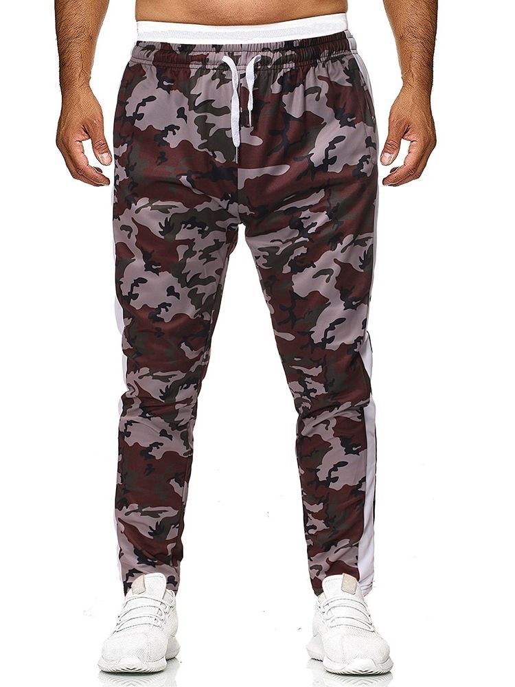 Calça Casual Masculina Com Renda Camuflada De Bolso