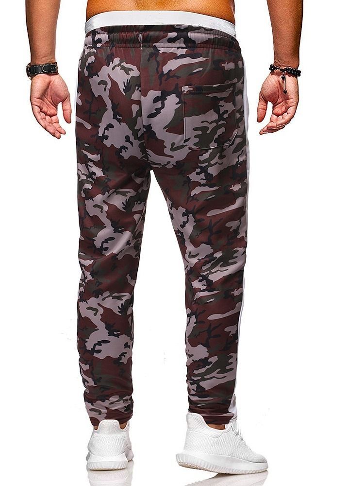 Calça Casual Masculina Com Renda Camuflada De Bolso