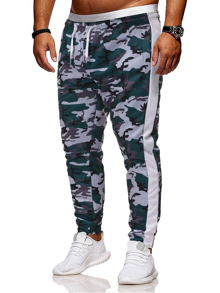 Calça Casual Masculina Com Renda Camuflada De Bolso