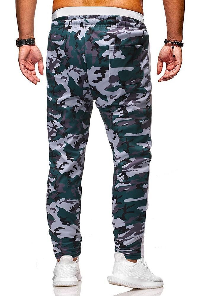 Calça Casual Masculina Com Renda Camuflada De Bolso