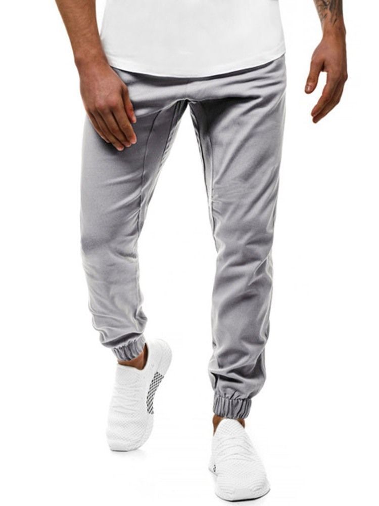 Calça Casual Masculina Lisa De Bolso