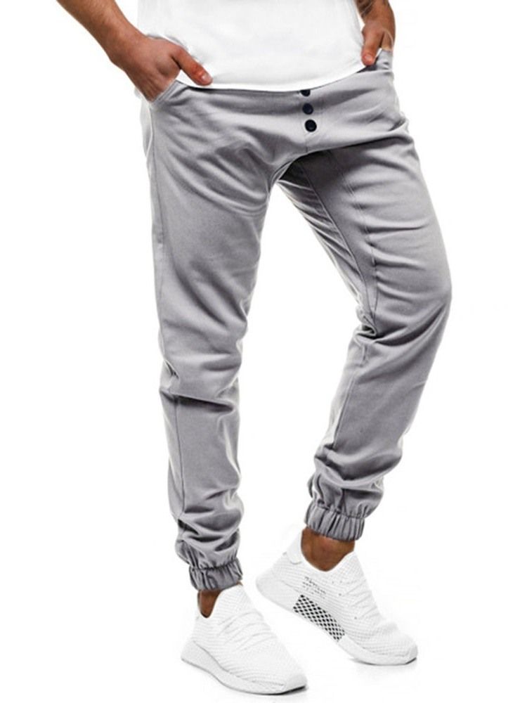 Calça Casual Masculina Lisa De Bolso