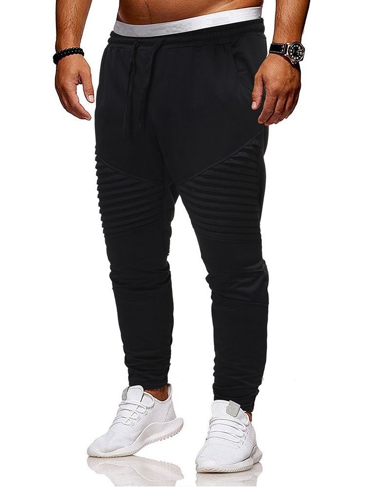 Calça Casual Masculina Lisa Com Cordões Harem