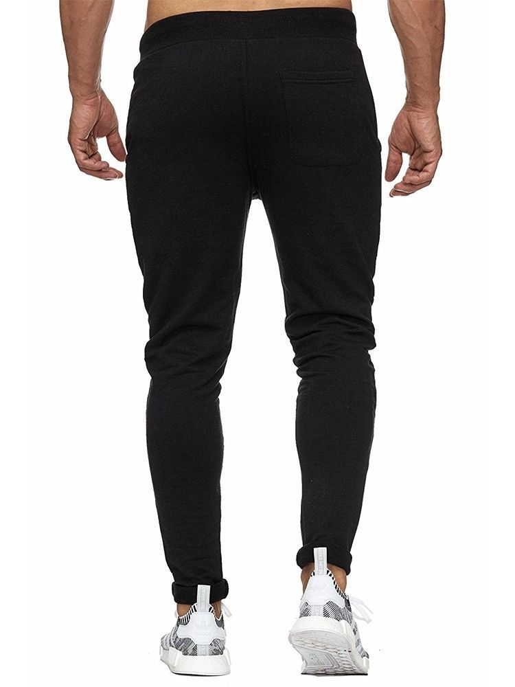 Calça Casual Masculina Lisa Com Zíper L Ace Up