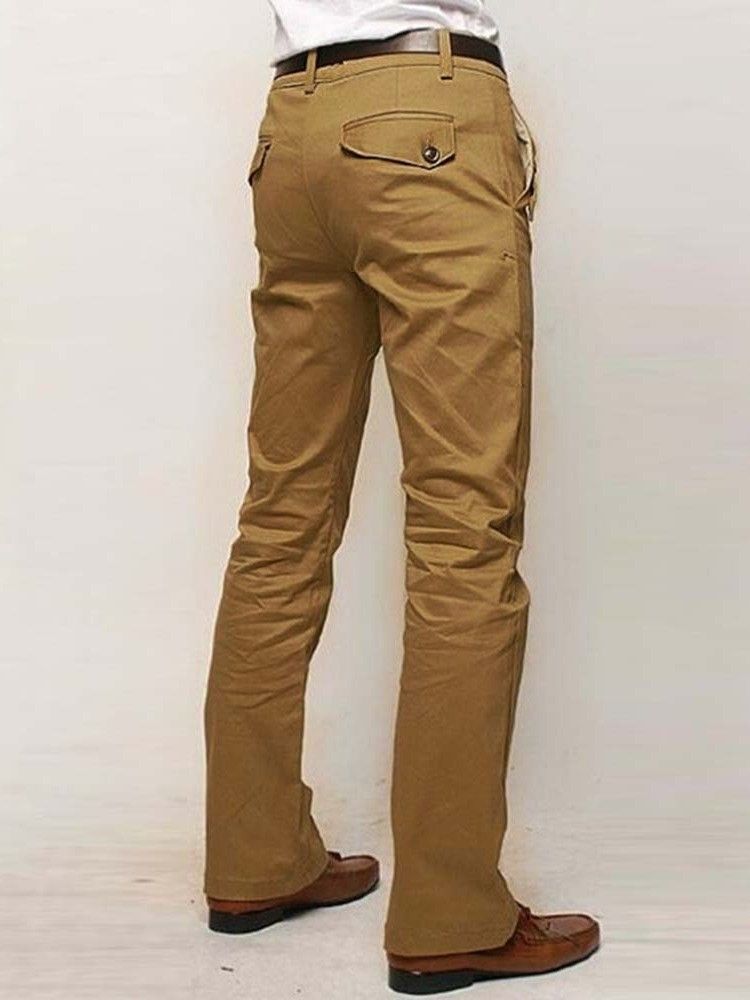 Calça Casual Masculina Reta De Bolso