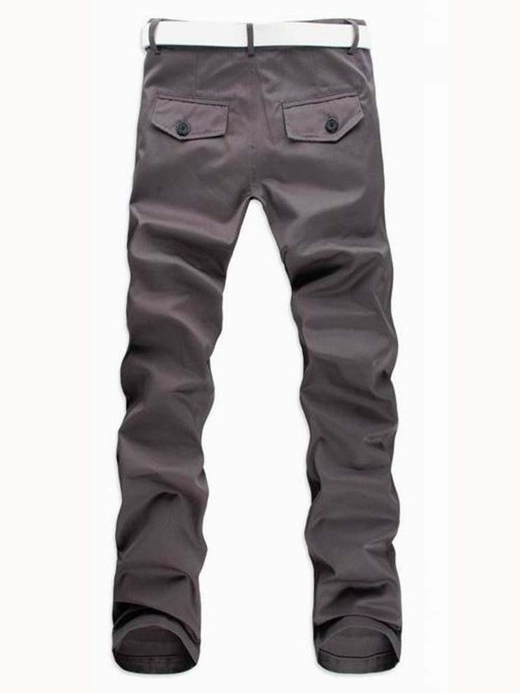 Calça Casual Masculina Reta De Bolso