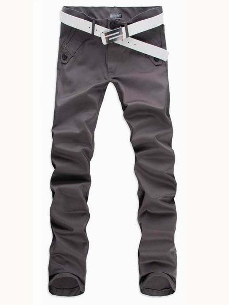 Calça Casual Masculina Reta De Bolso