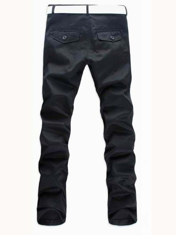 Calça Casual Masculina Reta De Bolso