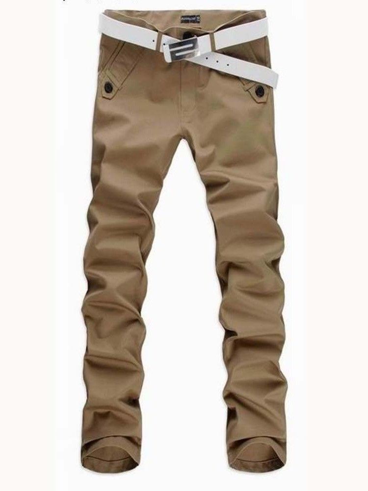 Calça Casual Masculina Reta De Bolso