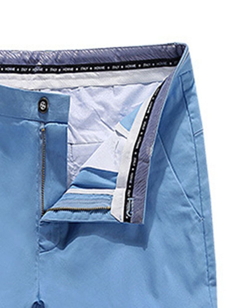 Calça Casual Masculina Reta De Bolso Fino De Verão Com Cintura Média