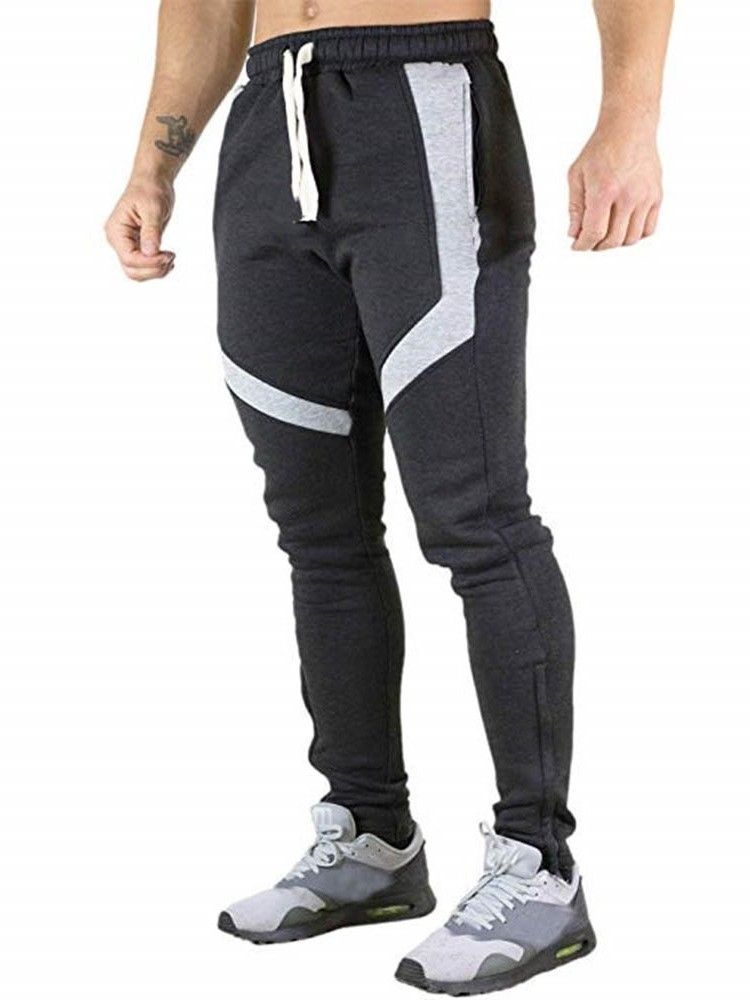 Calça Casual Mens Lace-up Color Block