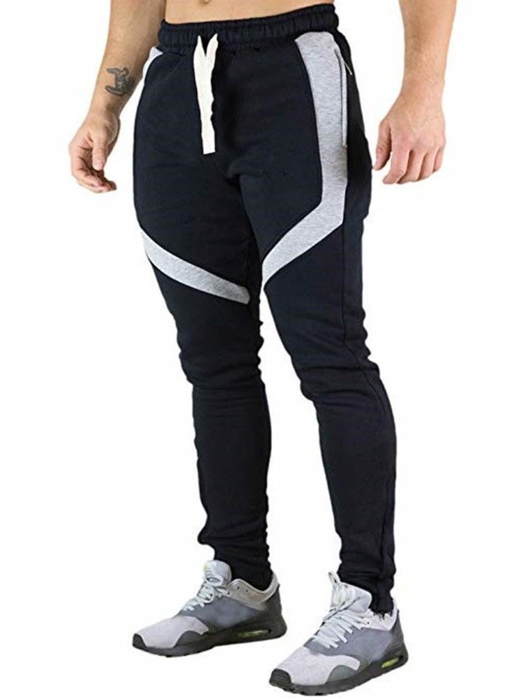 Calça Casual Mens Lace-up Color Block