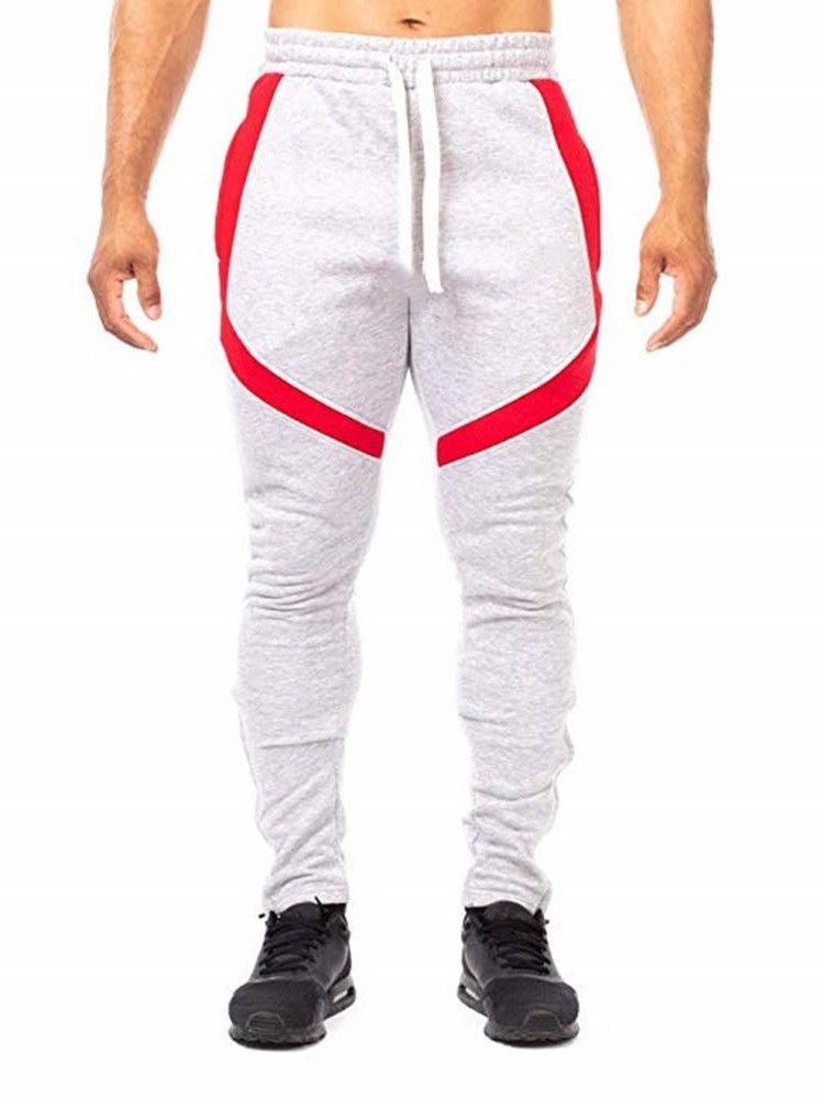 Calça Casual Mens Lace-up Color Block