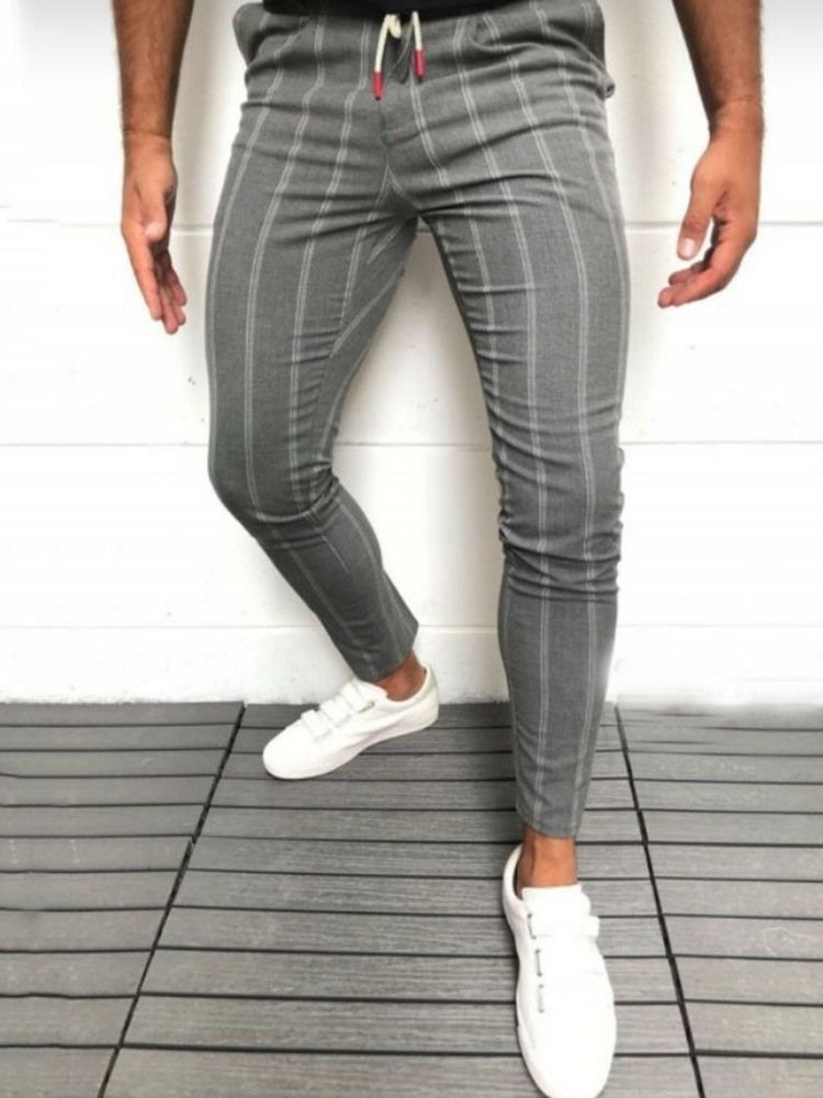 Calça Casual Stripe Pocket European Masculino