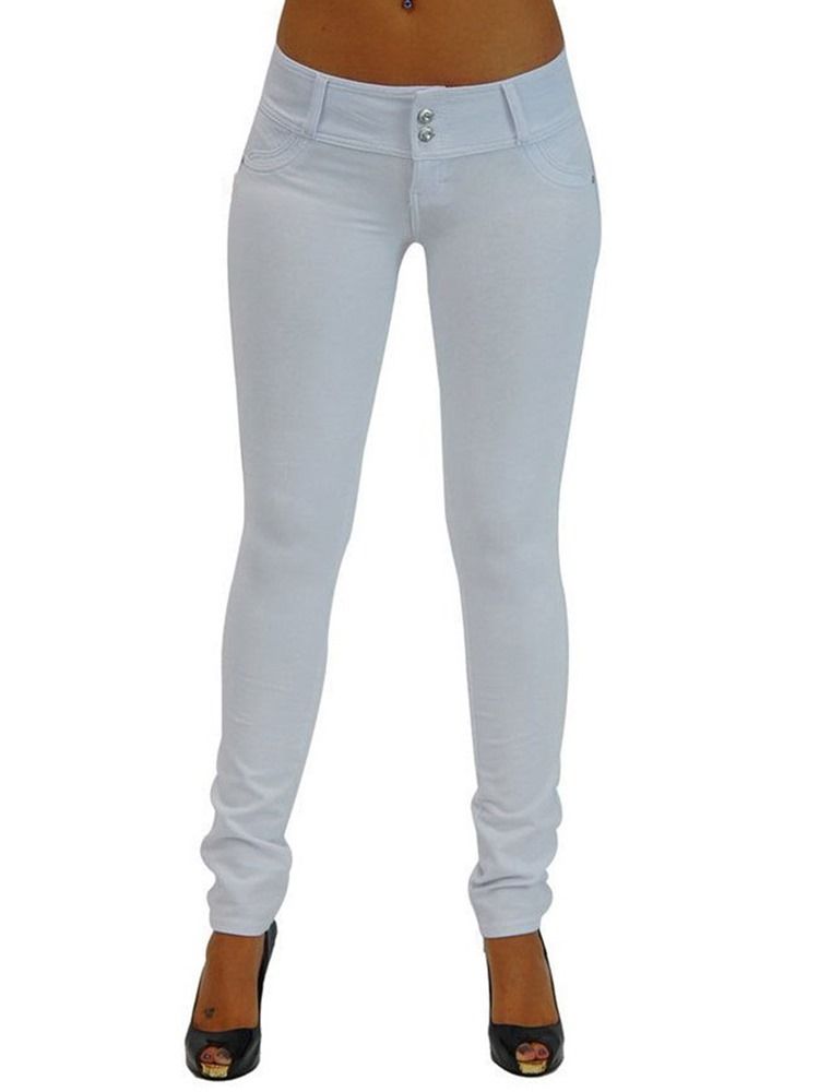 Calça Feminina Skinny Button