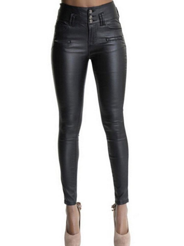 Calça Feminina Skinny Zíper Liso Lápis Calça Casual Comprida