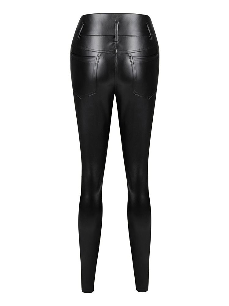 Calça Feminina Skinny Zíper Liso Lápis Calça Casual Comprida