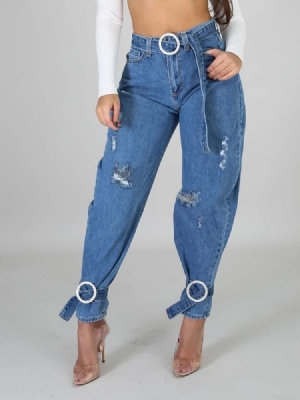 Calça Jeans Feminina Com Cinto Solto