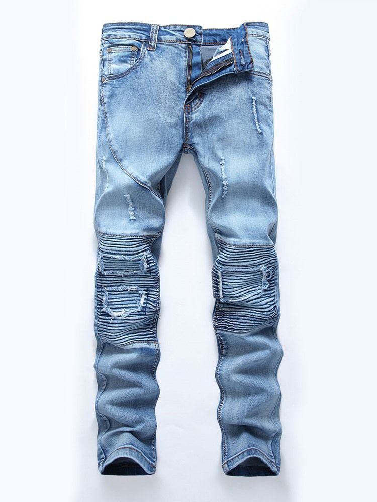 Calça Jeans Masculina Slim Patchwork